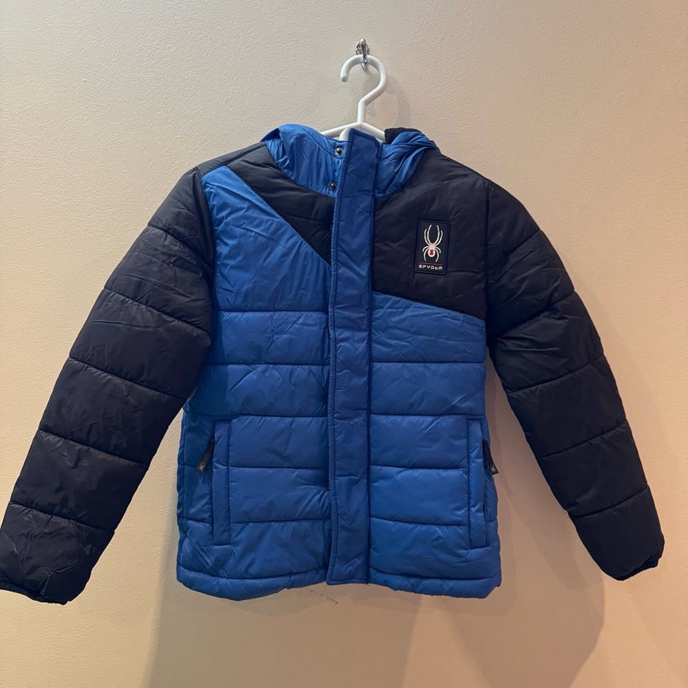Spyder Kids Two-Tone Blue and Black Puffer Jacket